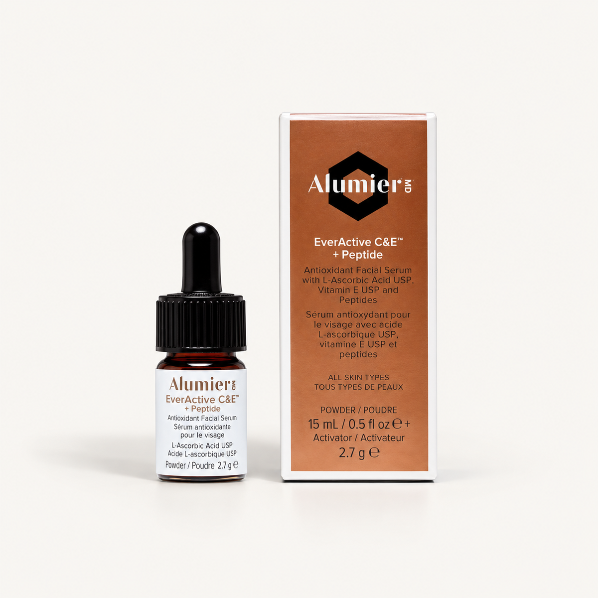 AlumierMD ever single product photo on Minte ivory background