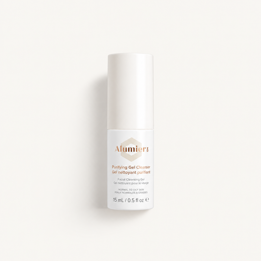 AlumierMD purifying 15 mL travel size product photo on Minte ivory background
