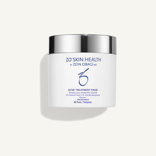ZO Acne Treatment Pads 60-pad jar on cream background