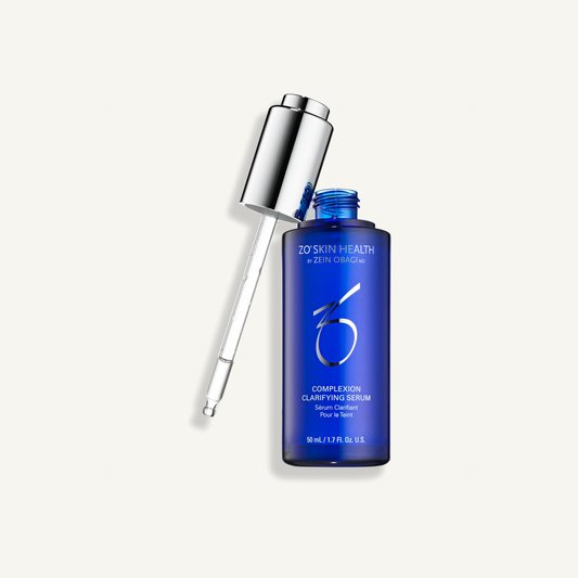 ZO Complexion Clarifying Serum on a warm cream background