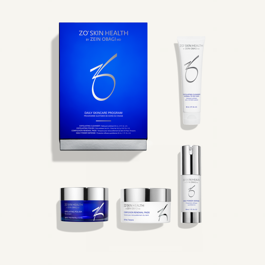 ZO Daily Skincare Program Kit with Exfoliating Cleanser, Exfoliating Polish, Complexion Renewal Pads and Daily Power Defense