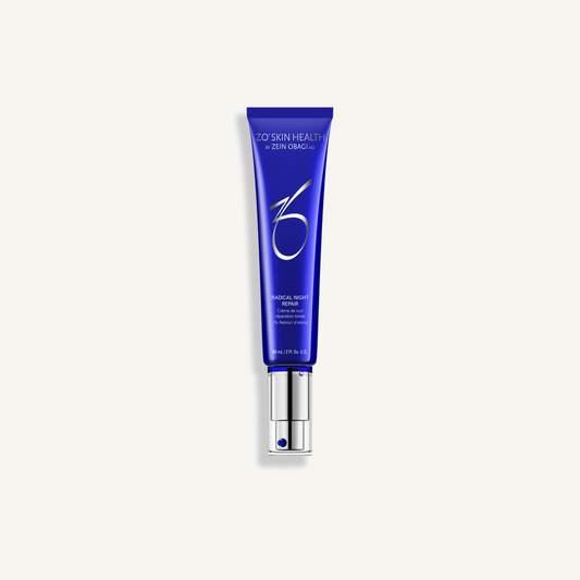 ZO Radical Night Repair on a warm cream background