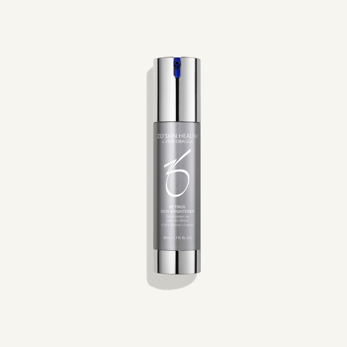 ZO Retinol Skin Brightener 0.25% on a warm cream background