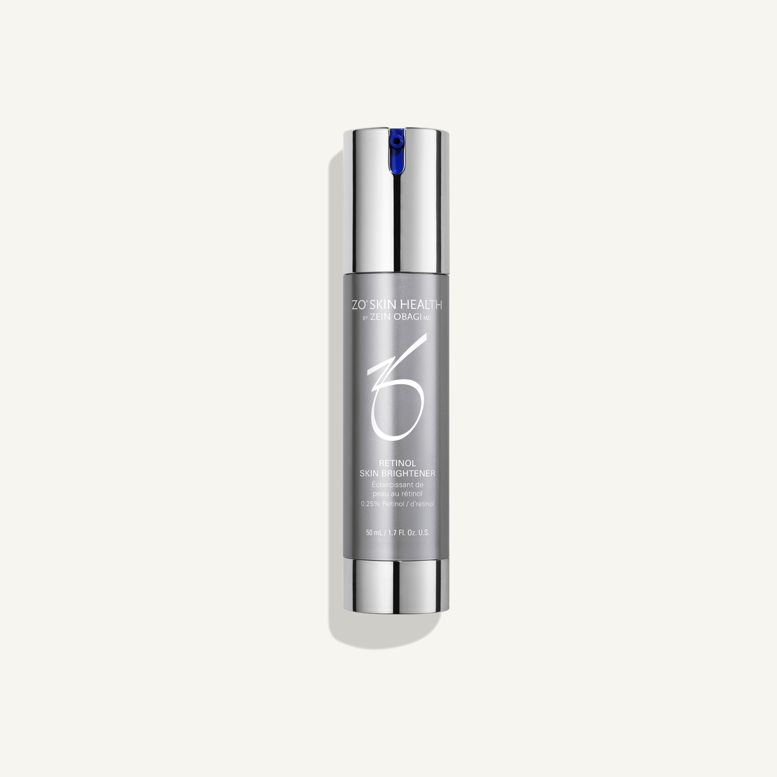 ZO Retinol Skin Brightener 0.25% on a warm cream background