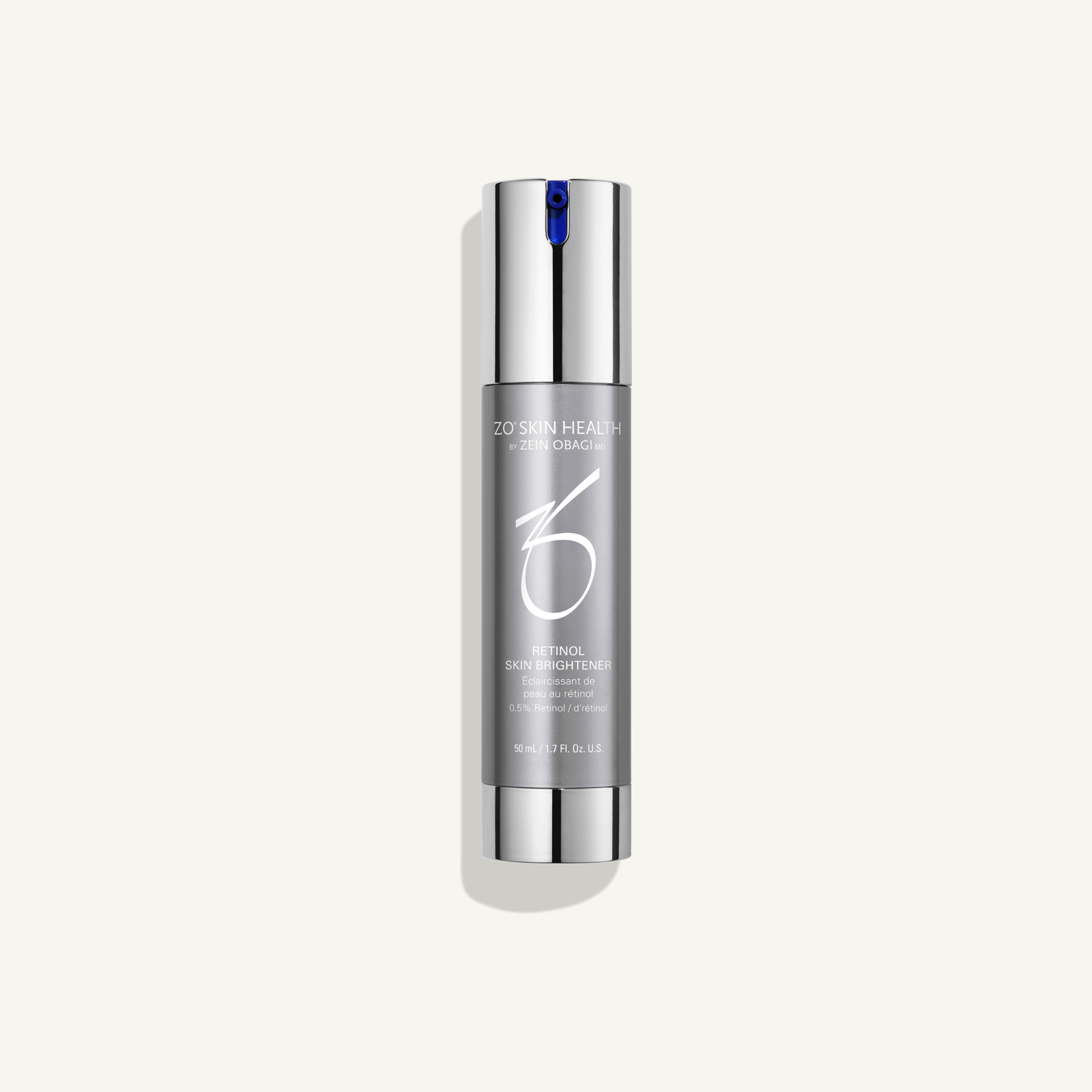 ZO Retinol Skin Brightener 0.5% on a warm cream background