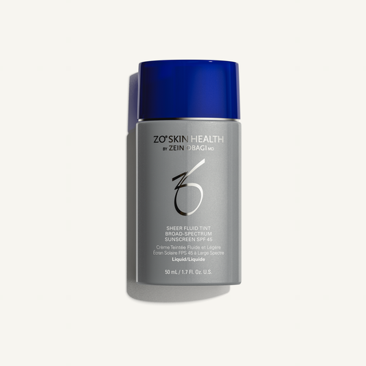 ZO Sheer Fluid Tint Broad-Spectrum SPF 45 on a warm cream background