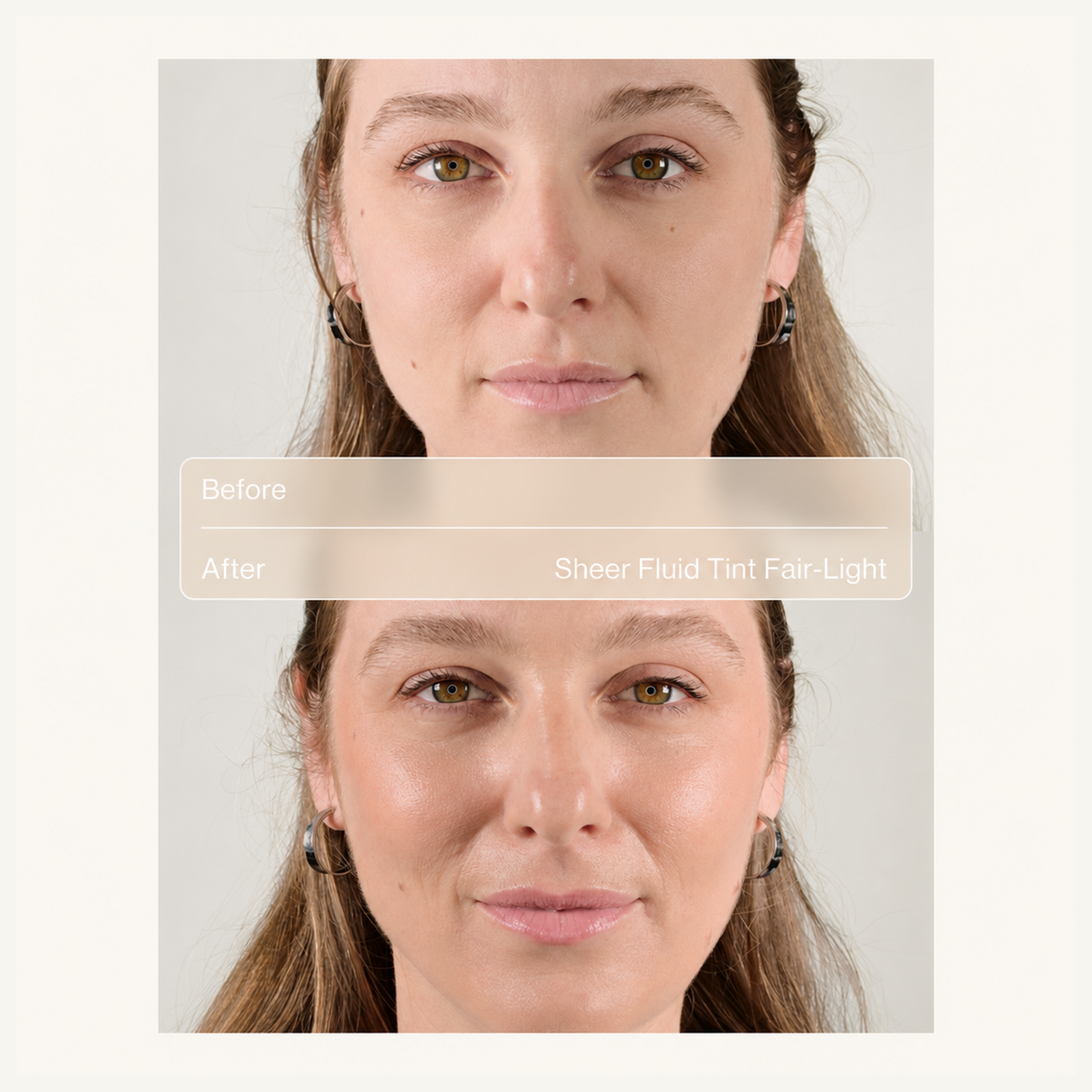 ZO Sheer Fluid Tint Broad-Spectrum SPF 45  shade fair - light before and after