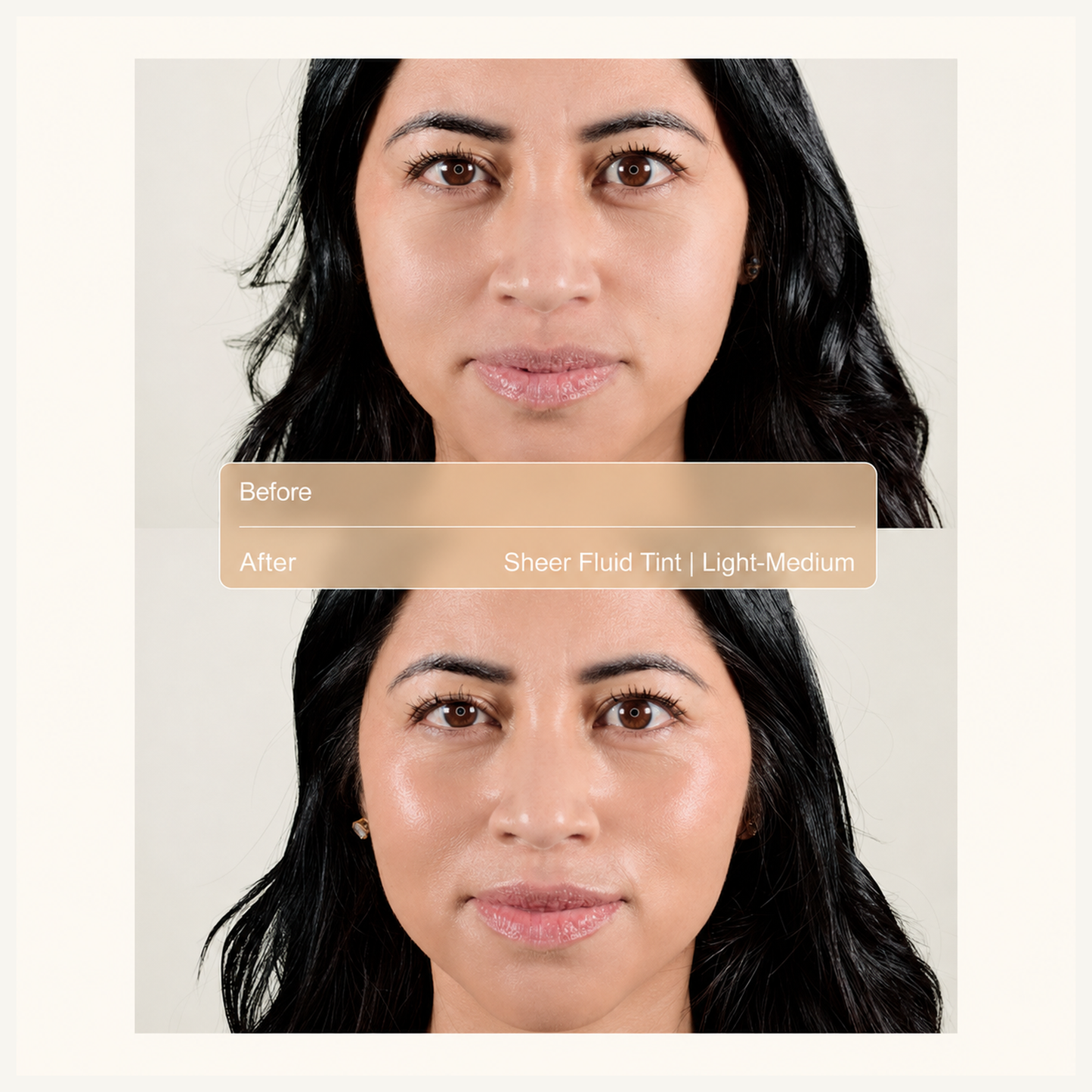 ZO Sheer Fluid Tint Broad-Spectrum SPF 45  shade light-medium before and after