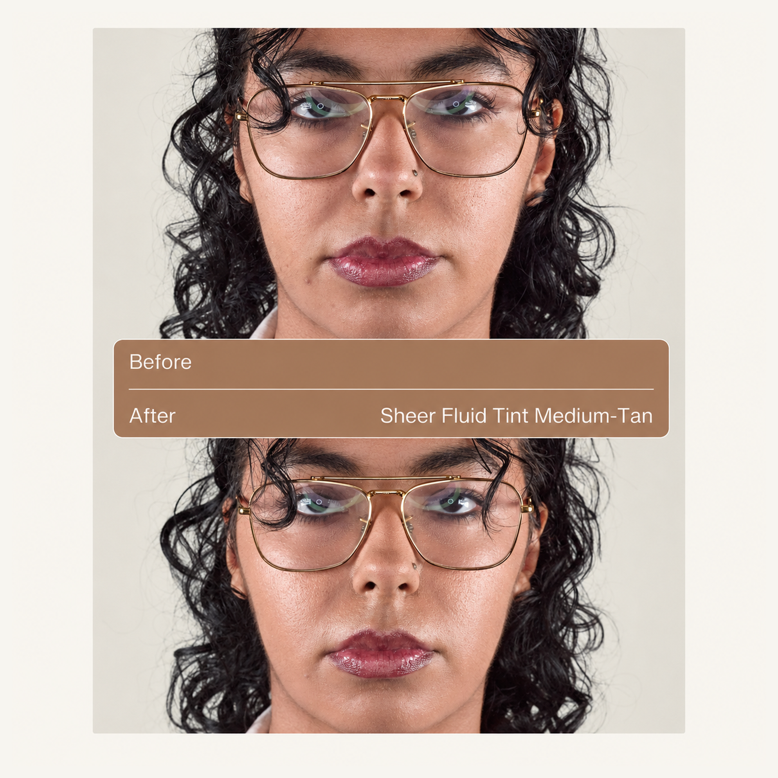 ZO Sheer Fluid Tint Broad-Spectrum SPF 45  shade medium-tan before and after