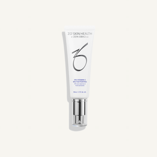 ZO 10% Vitamin C Self-Activating, 50 mL on a warm cream background