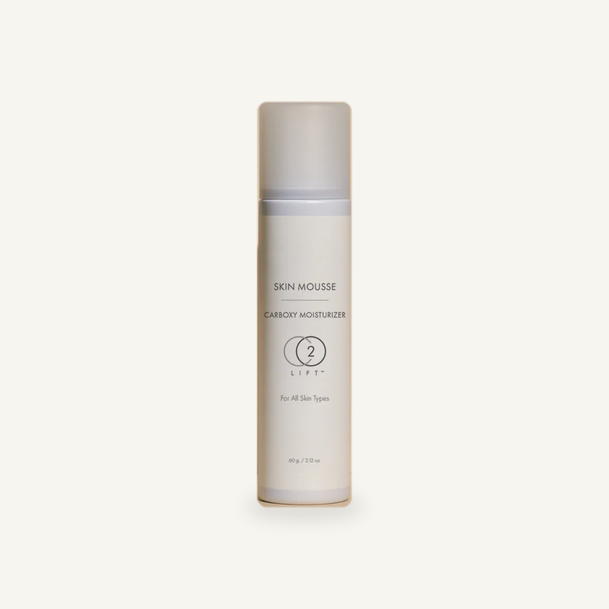CO2Lift Skin Mousse Carboxy Moisturizer 60 g bottle on a warm cream background