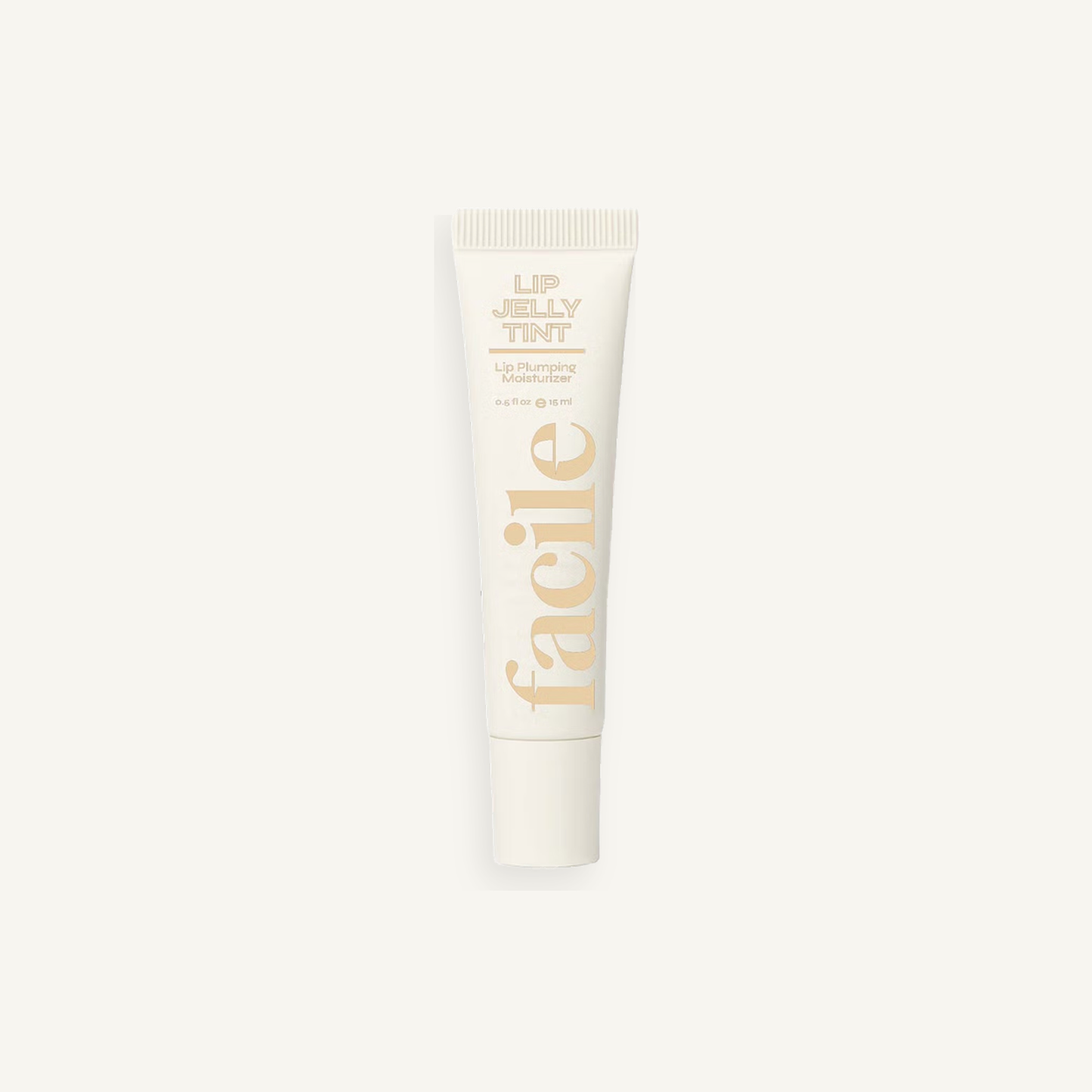 Facile Lip Jelly Champagne 15 mL tube on a warm cream background