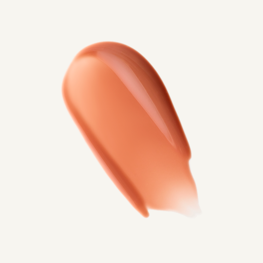 Facile Lip Jelly Cognac glossy peach-brown swatch on a warm cream background