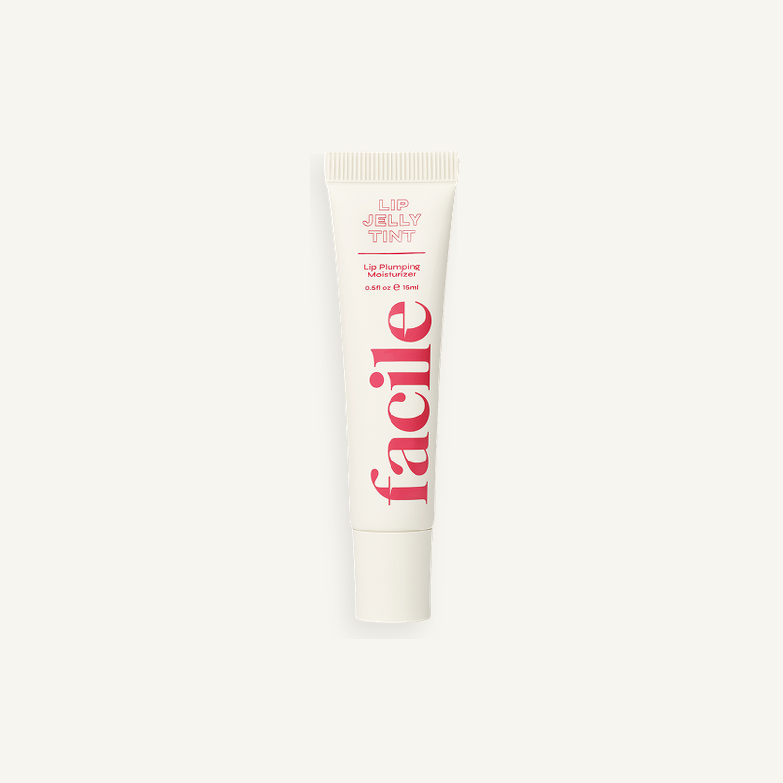 Facile Lip Jelly Rose 15 mL tube on a warm cream background