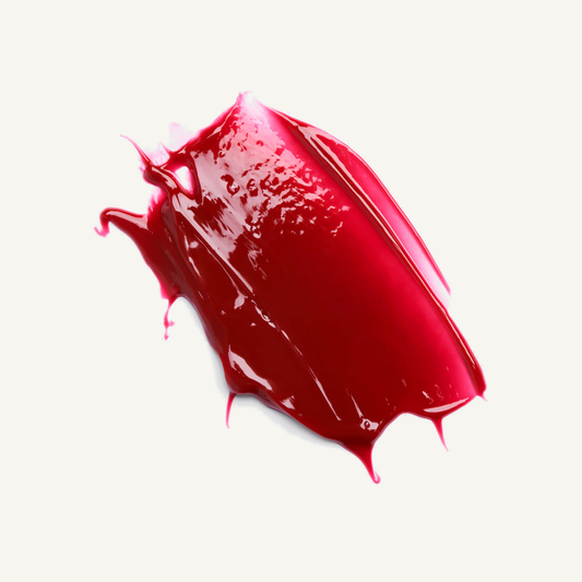 Facile Lip Jelly Rouge glossy sheer-red swatch on a warm cream background