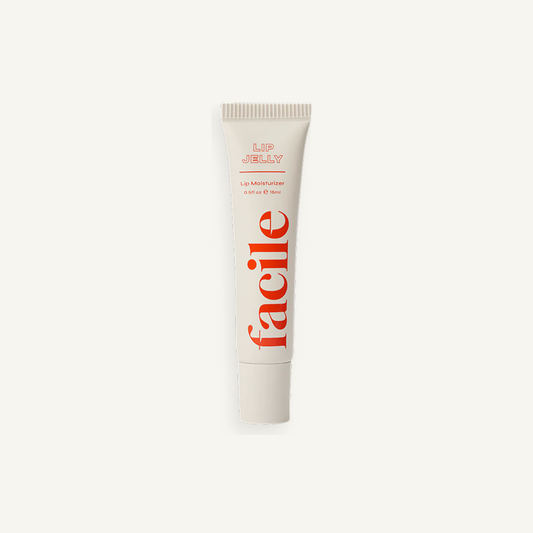 Facile Lip Jelly Untinted 15 mL tube on a warm cream background