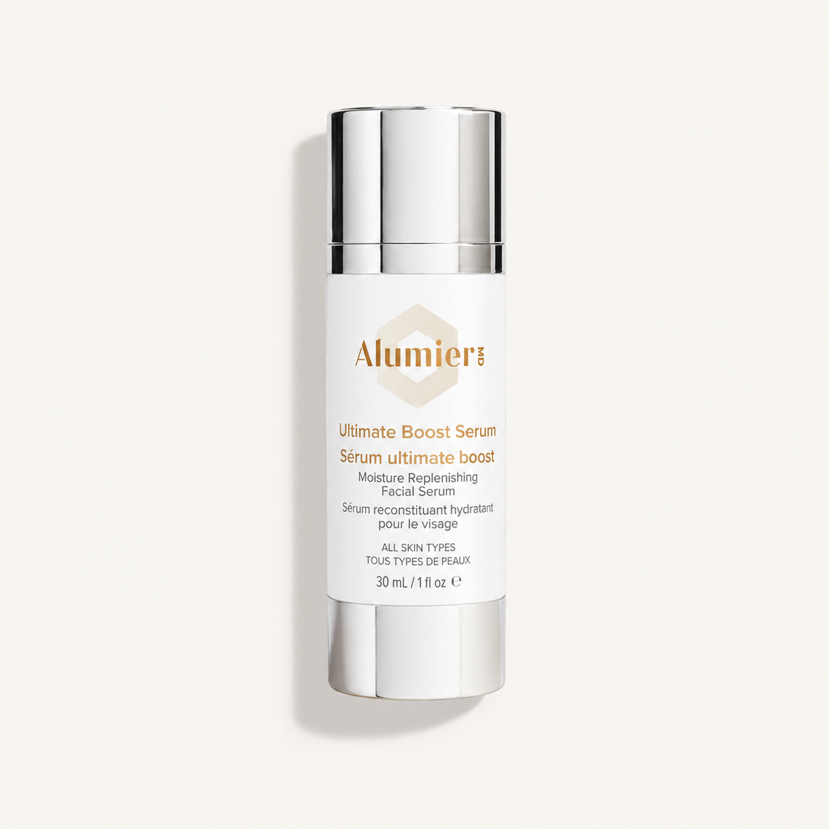 AlumierMD boost product photo on Minte ivory background