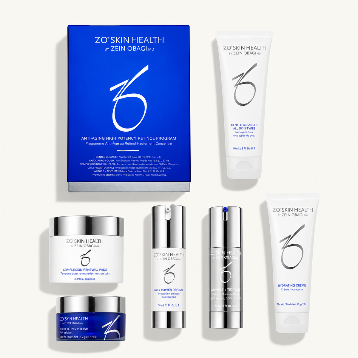 ZO Anti-Aging High-Potency Retinol Program with six travel-size skincare products